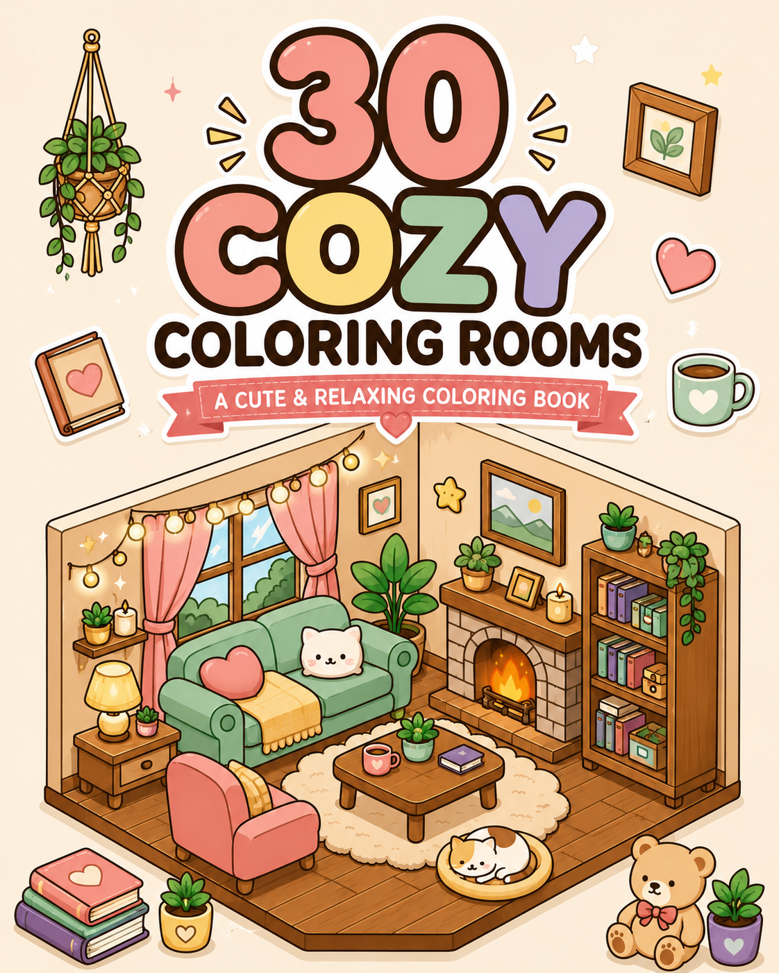 Cozy Rooms Coloring Book